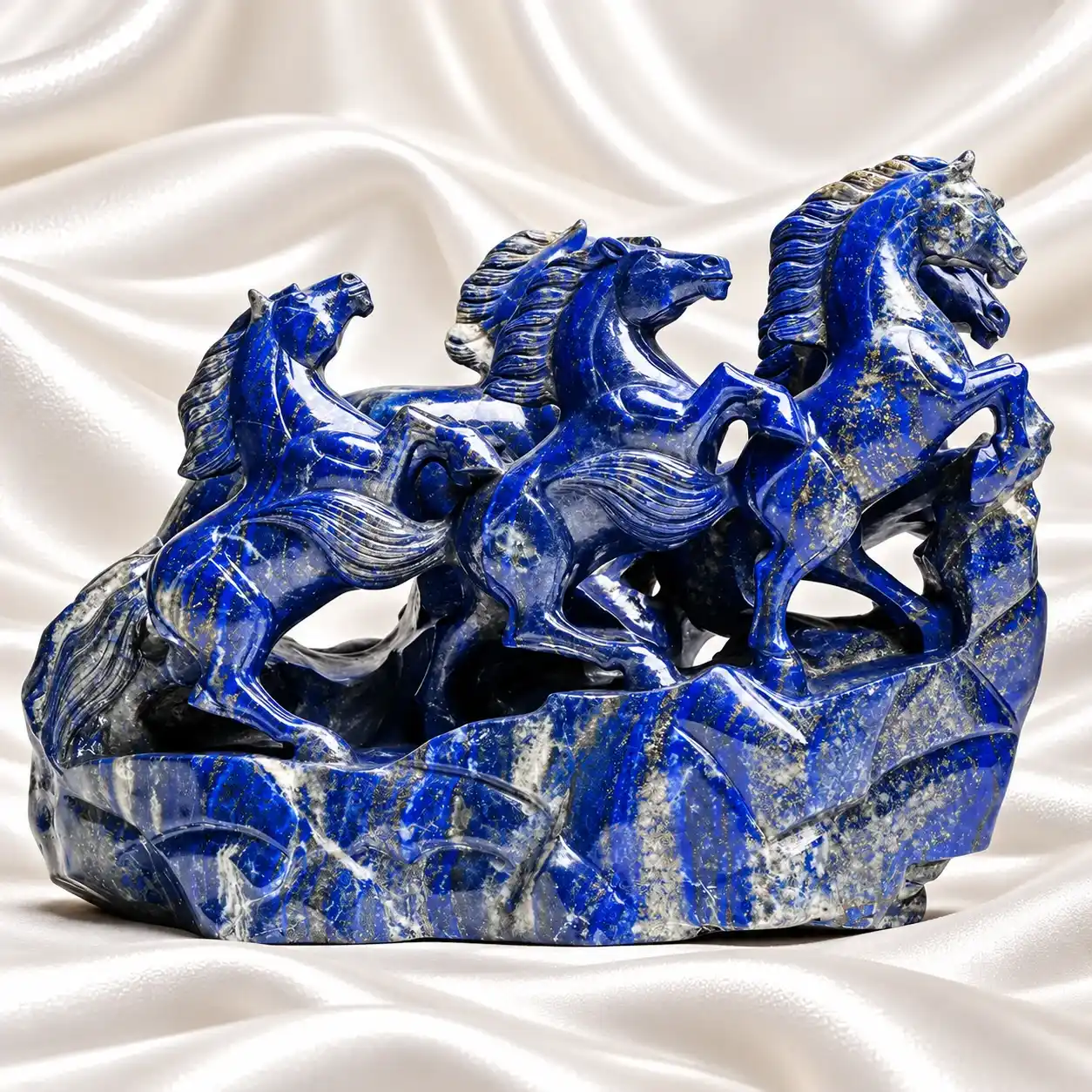7 Running Horses in Lapis Lazuli