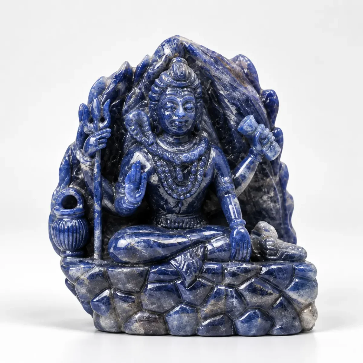 Blue Sapphire Carving Shiva Statue
