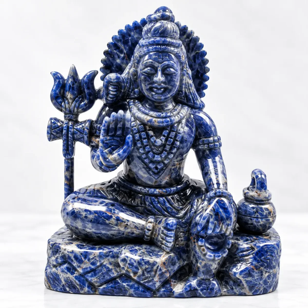 Blue Sodalite Carved Lord Shiva Statue