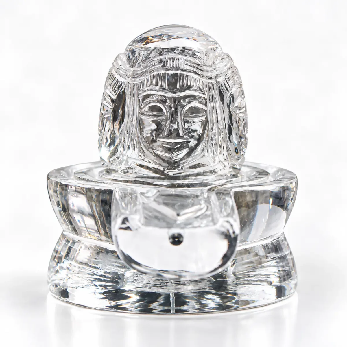 Clear Crystal Quartz Shivling With Shiva Face (500 g, 4 Inch)