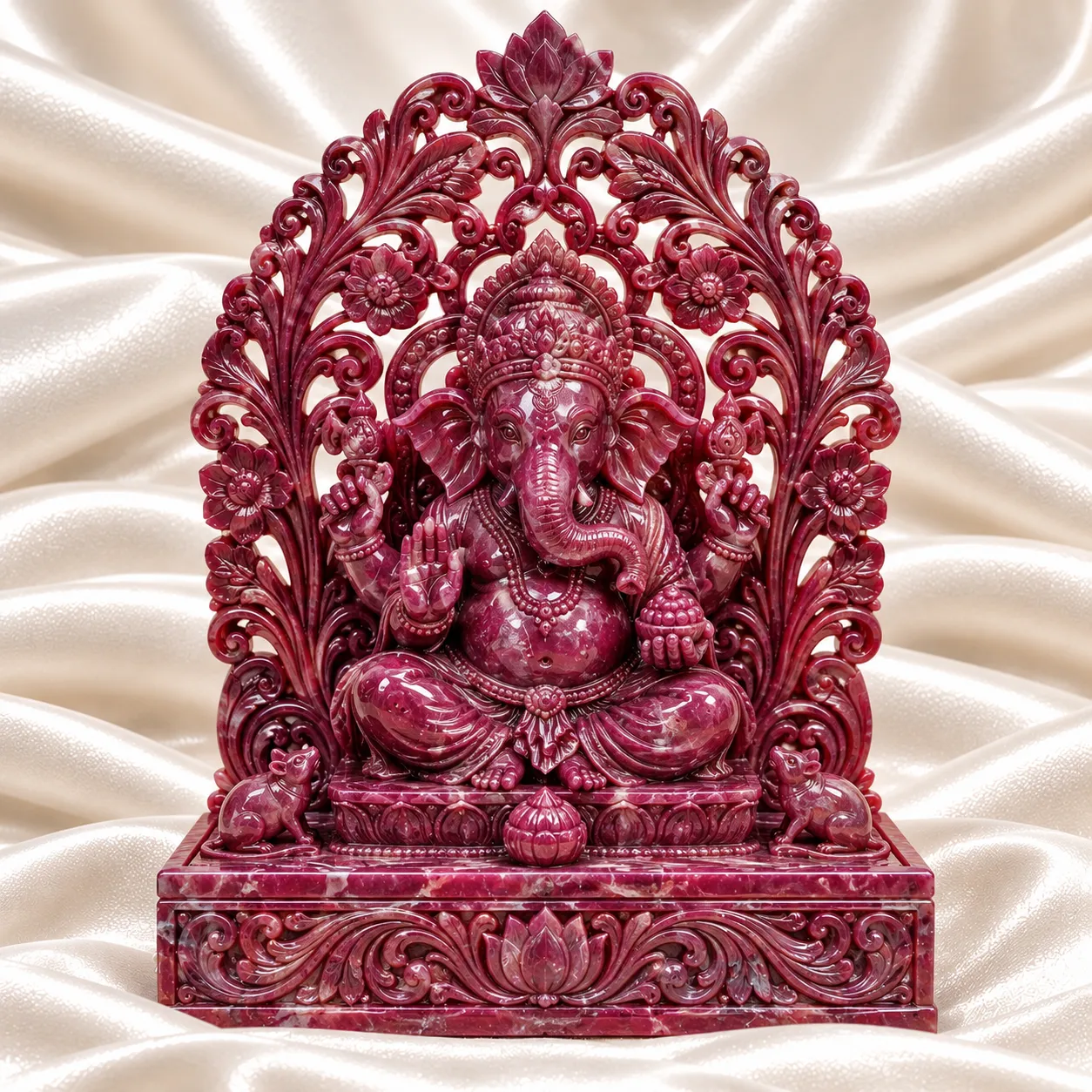 Corundum Ruby Gemstone Ganesh Statue