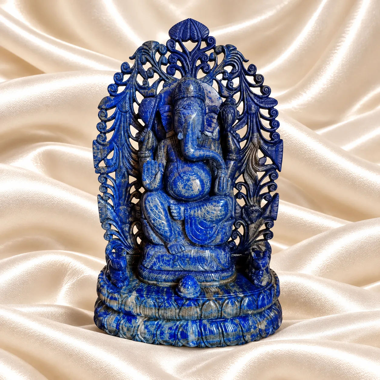 Hand-Carved Lapis Lazuli Ganesha with Arch