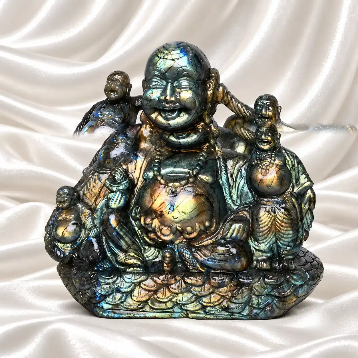 Laughing Buddha in Labradorite