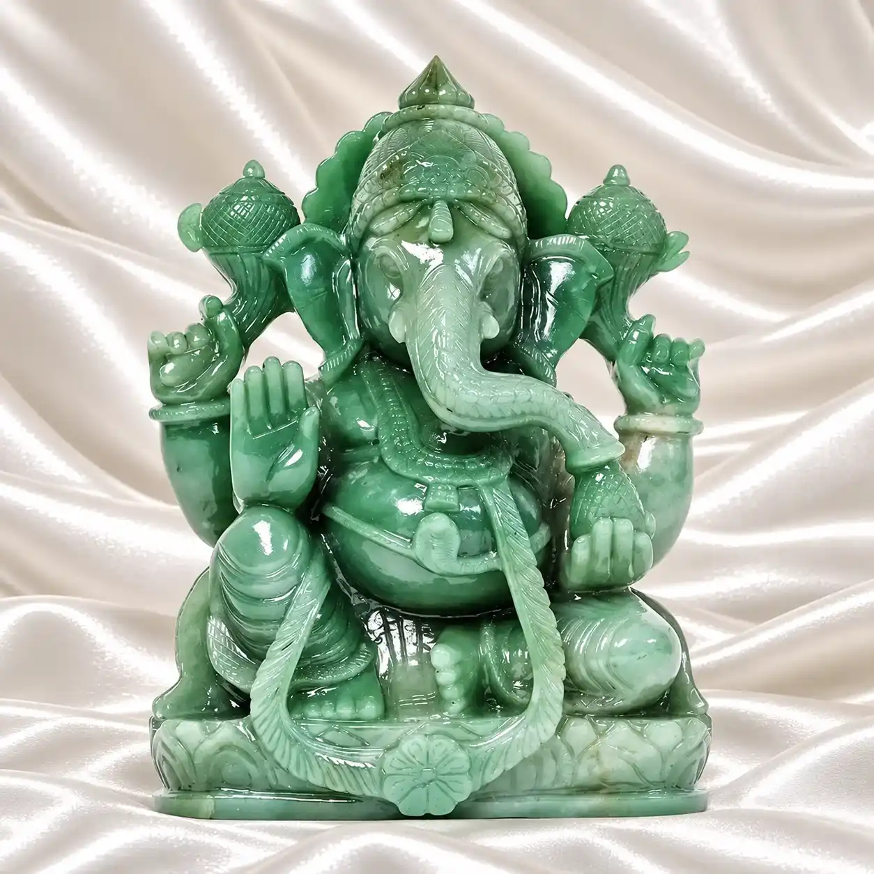Lord Ganesha in Green Aventurine