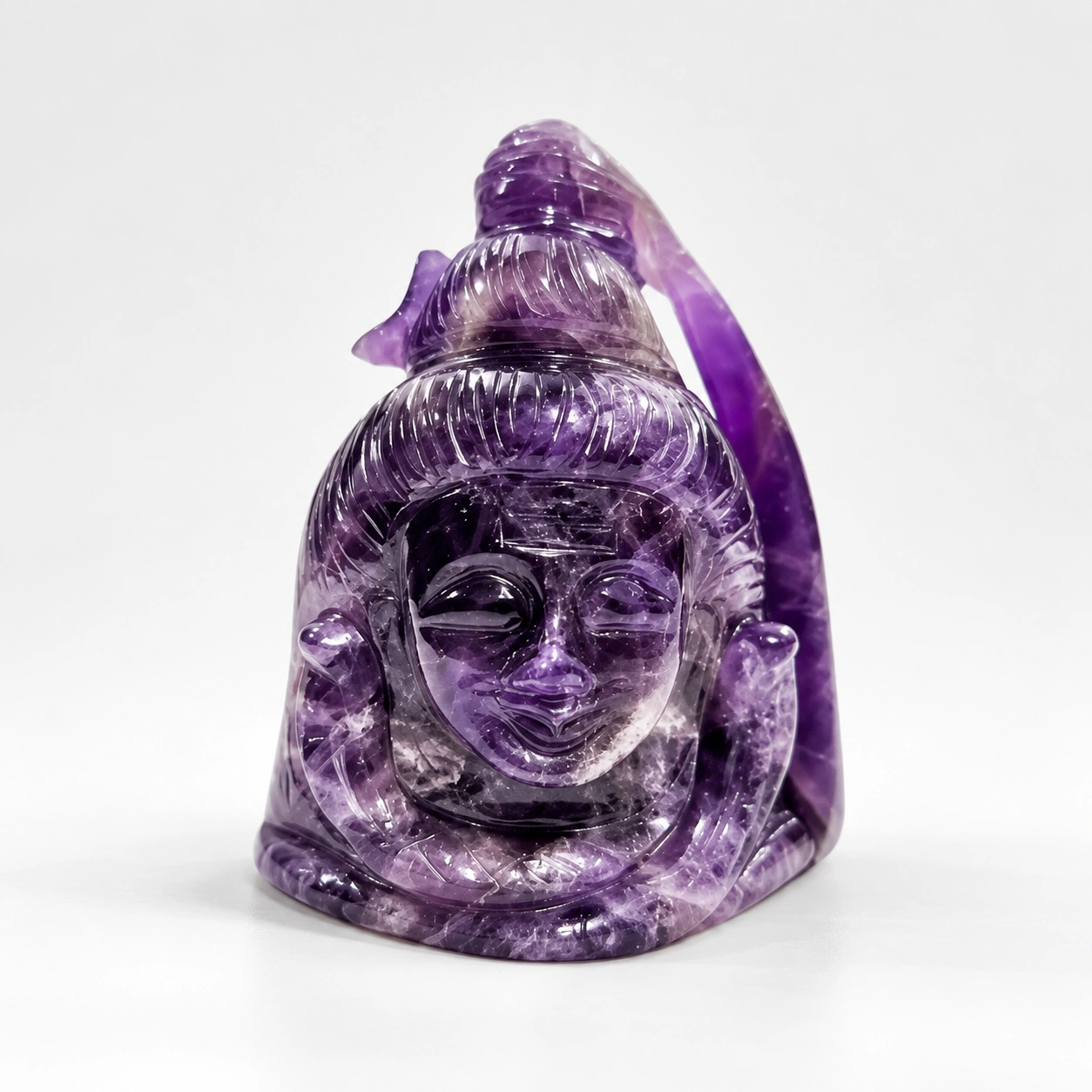 Natural Amethyst Gemstone Shiva Face Idol