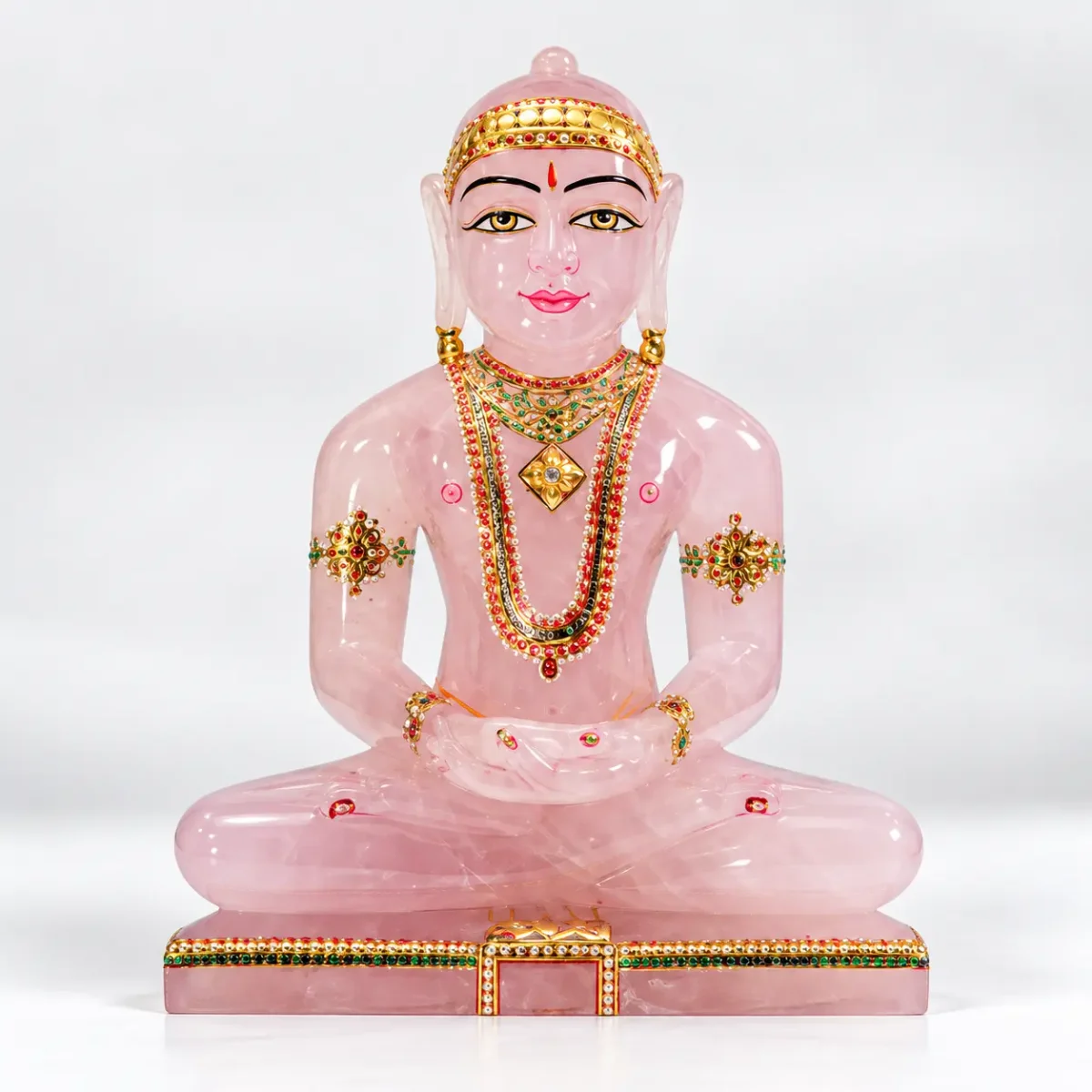 Rose Quartz Bhagwan Mahaveer Statue