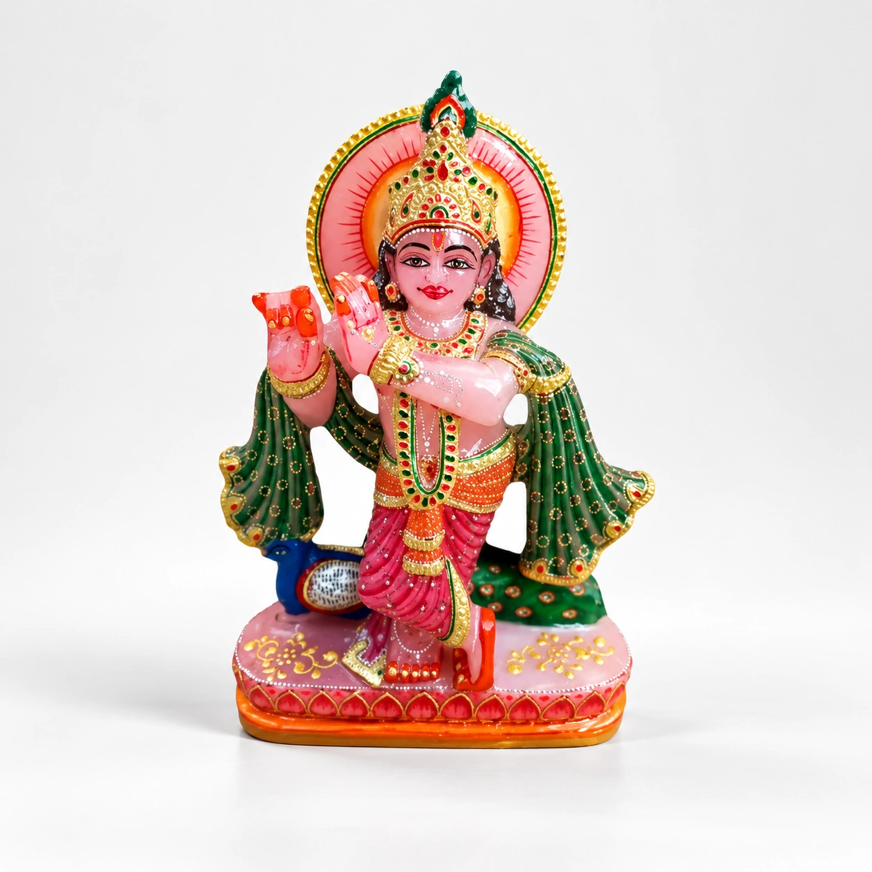 Rose Quartz Carved Shree Krishna Ji Idol