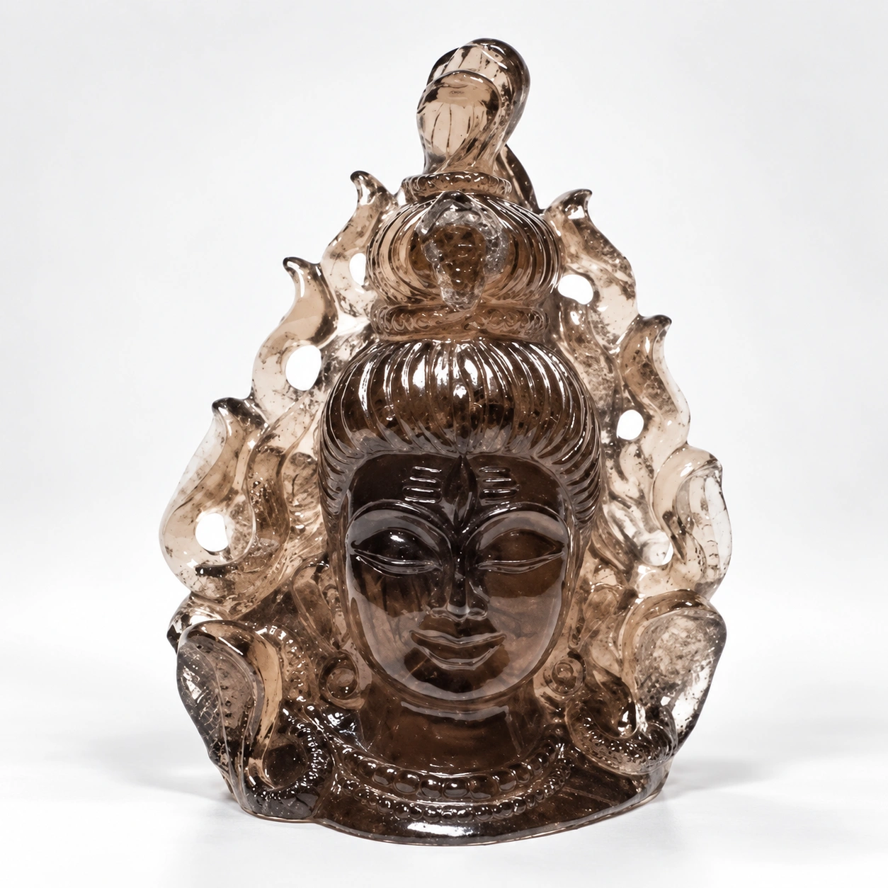 Smokey Quartz Crystal Shiva Face Idol