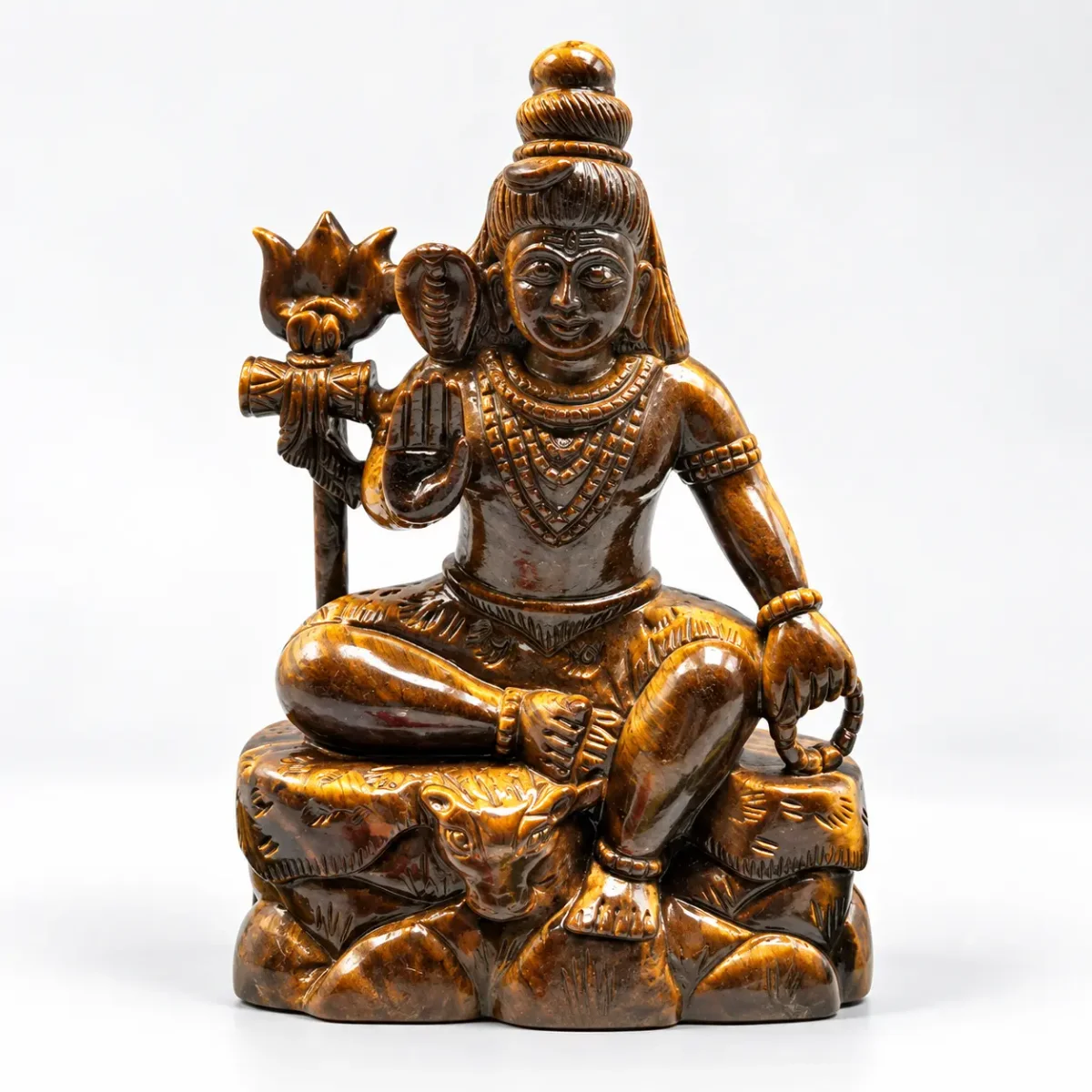 Tiger Eye Carving Shiva Statue